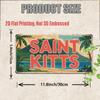 D-Dur pc Vintage Saint Kitts Dekoschild Tropische Karibik Wanddekor mit Palmen Strandmotiv Robuster Metall
