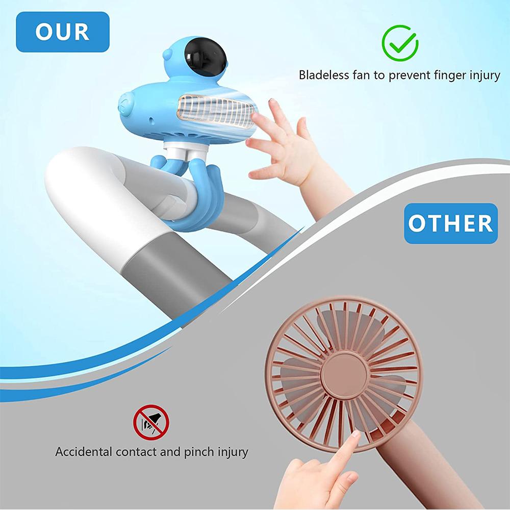 Stroller Fan 3000mAh Mini Portable Fan for Car Seat Crib Bike Treadmill Office