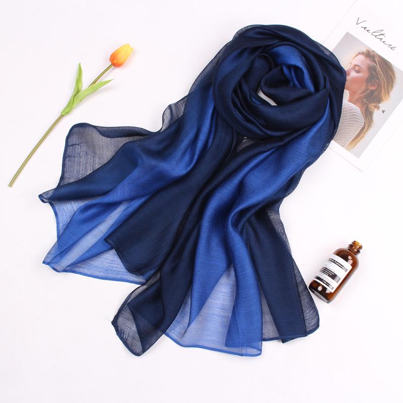 Dual-Use Gradient Mulberry Silk Scarf: Cotton, Linen & Silk Wrap for Women