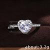 Peach Heart Ring Ladies, Love Shaped Zircon Diamond Set Copper Silver Plated Fashion Jewelry