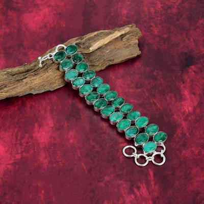 Smaragd Armband, 925 Sterling Zilveren Armband Edelsteen Sieraden, Handgemaakte Armband Prachtige Sieraden, Cadeau Voor Haar