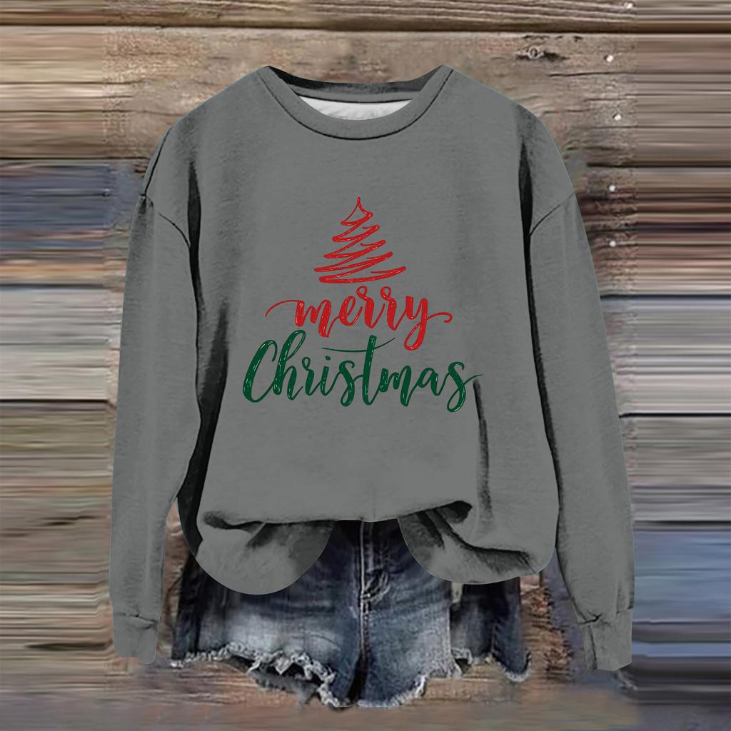 Women's Fashion Casual Long Sleeve Loose Christmas Printed Sweatshirt