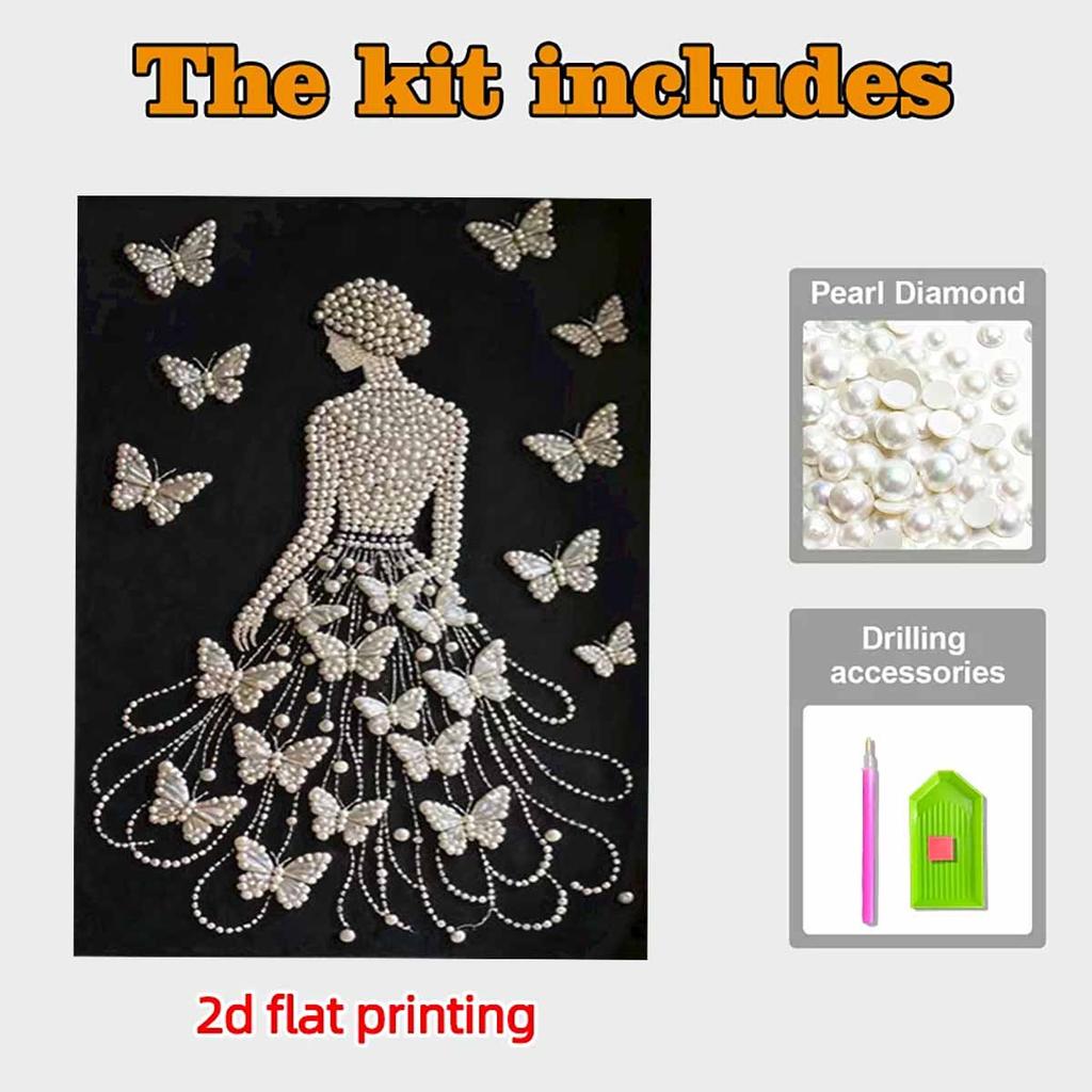 DIY Butterfly Pearl Art Painting for Home Wall Decor Pearl Gem Paintings Picture Arts Craft  for Adults/Beginners Gift Idea Home Decor Without Frame