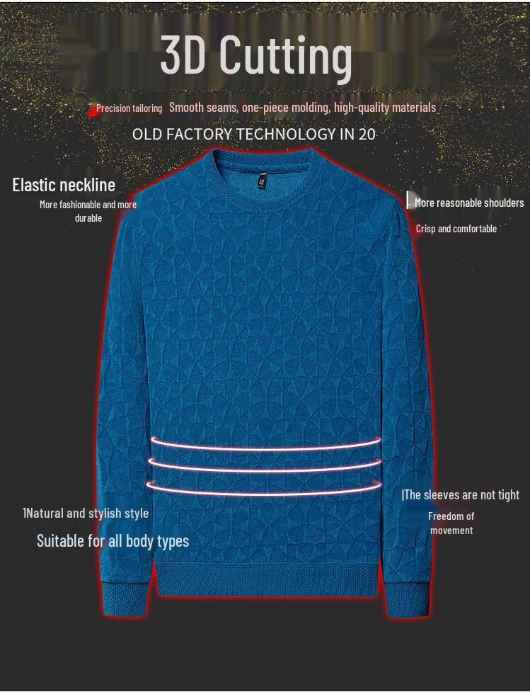 Men's Casual Round Neck Knit Sweater - Long Sleeve, Solid Color, Spring/Autumn Pullover Hoodie