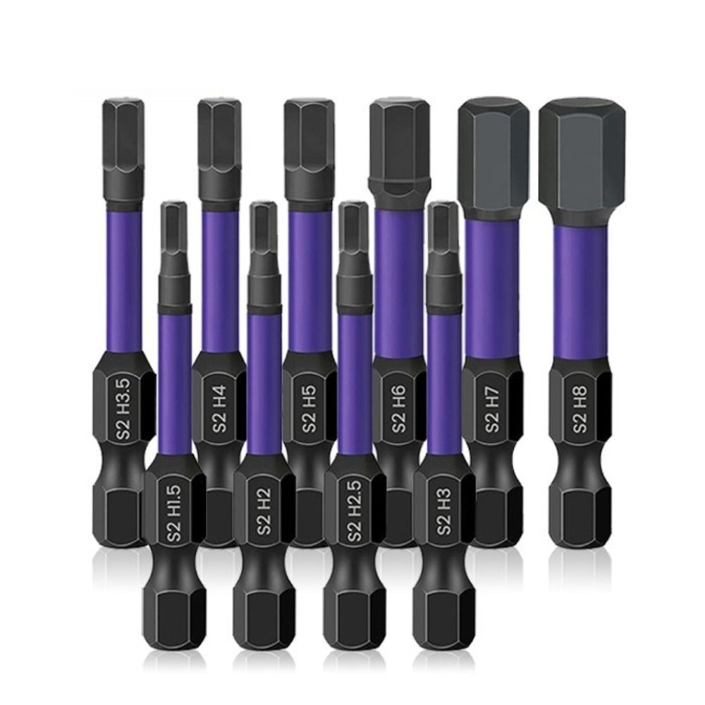 S2 Steel Hex Bit Set 1/4" Shank 50mm Length Pneumatic Screwdriver Bits Quick Release Shank with Screwdrivers Bit Holder