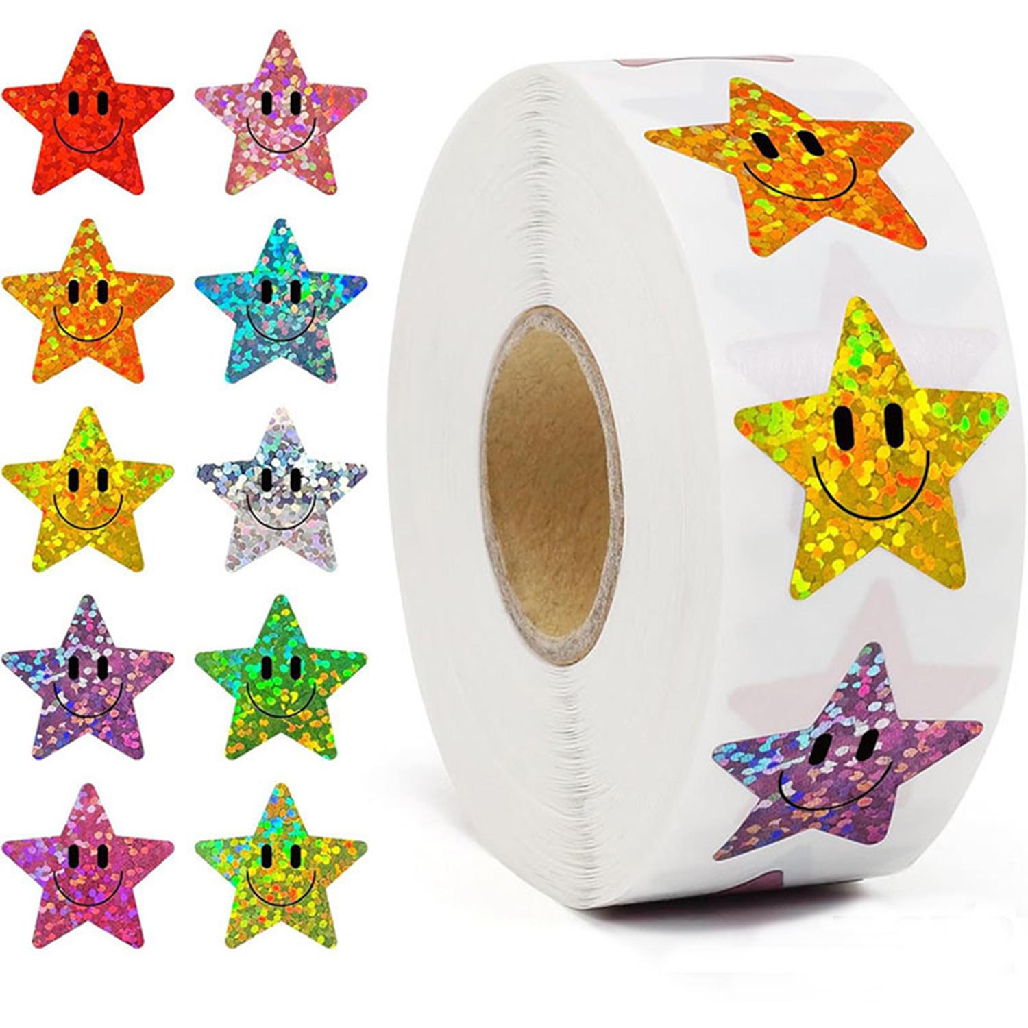 100-500pcs Holographic Colorful Sticker Party Gift Wrapping Label Scrapbook Cartoon Rewards Stationery Stickers