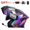 Bluetooth Smart Tail Light Motorcycle Flip-Up Helmet Men Women All Season Full Face Off-Road Riding