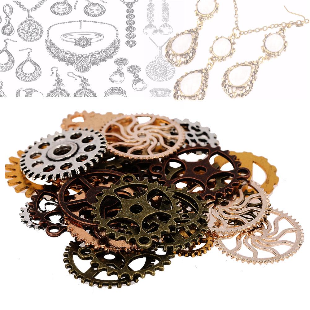 Assorted Antique Vintage Gear Charms Pendants for Jewelry DIY Accessories (Mixed Color)