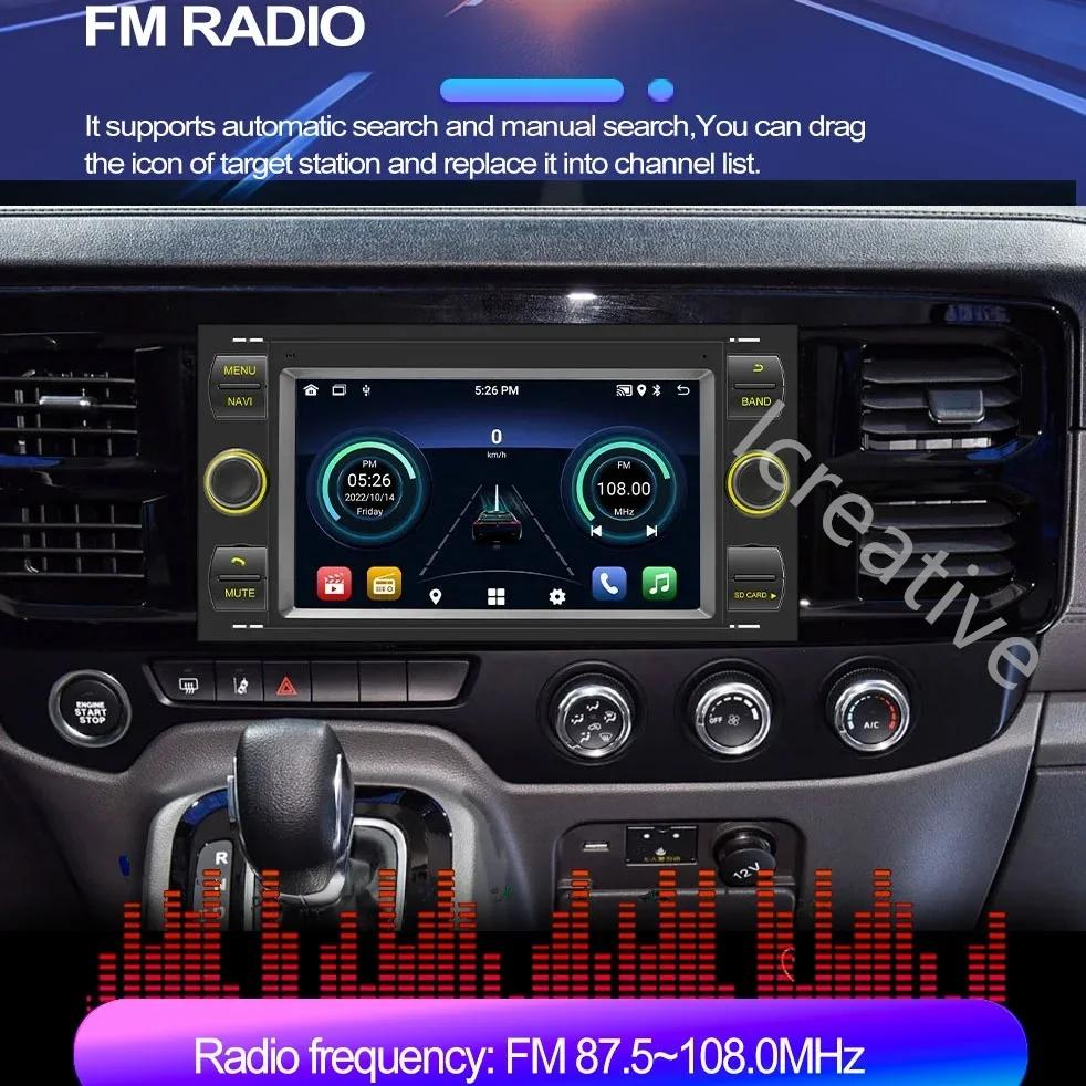 2Din Android 12 Car Radio GPS Navigation for Ford Mondeo S-max Focus C-MAX Galaxy Fiesta Transit Fusion Connect Kuga Multimedia
