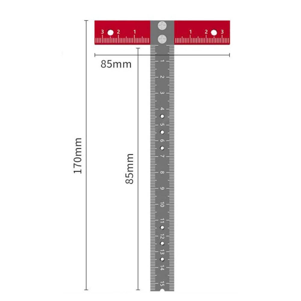 Portable T-Square Aluminum Alloy T-Square 1mm Offset Design CNC Machined Precision Clear Metric Graduations Hand Tool Set