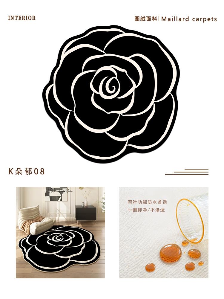 Rosa Blumen Wohnzimmer Dekoration Teppich Französischer Creme-Stil Teppiche für Schlafzimmer Große Fläche Unregelmäßig geformter Teppich Zuhause Rutschfeste Matte
