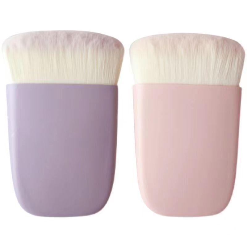Flat Contour  Powder Brush  with Soft Bent Fiber Bristles – Dual-Use for Loose & Pressed Powder, Cruelty-Free Makeup Tool