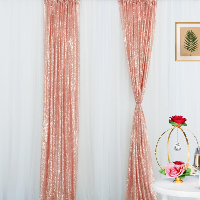 2 Stück 61 cm * 243 cm Pailletten-Vorhang für Hochzeit, Geburtstag, Halloween, Party, Dekoration, Fotografie, Live