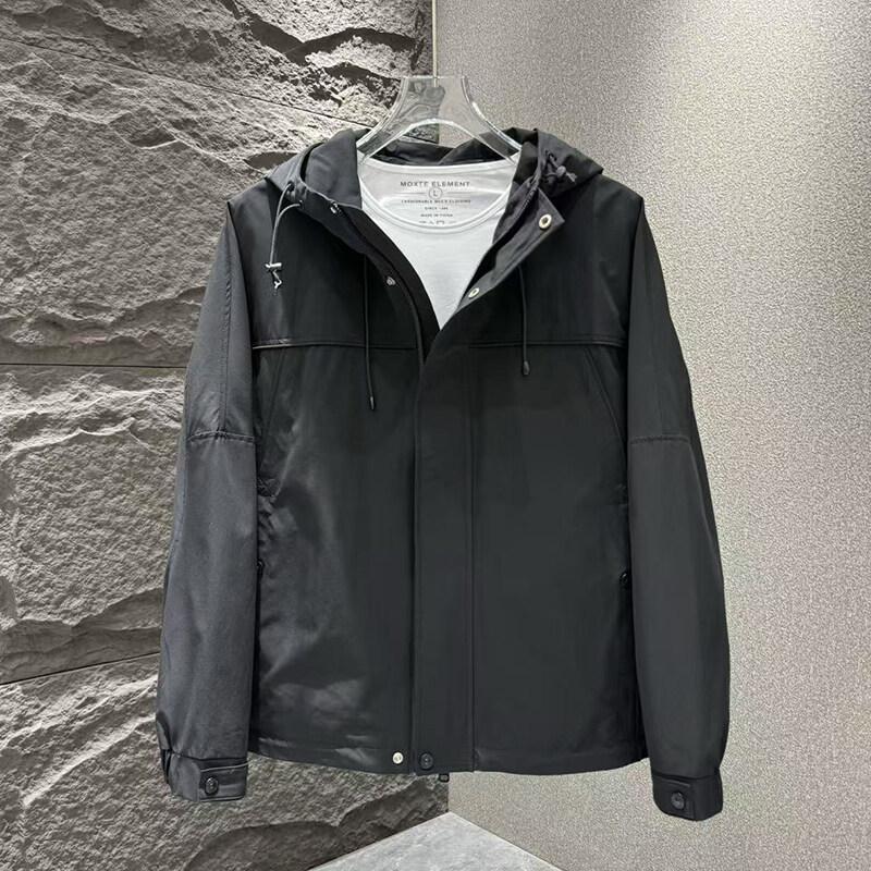 

Весна и Осень Новая Куртка Куртка Куртка С Капюшоном Повседневная Универсальная Топ Чувство Дизайна Однотонная Иностранный Стиль Модный Тренч 5XL (180-100 kg) чёрный