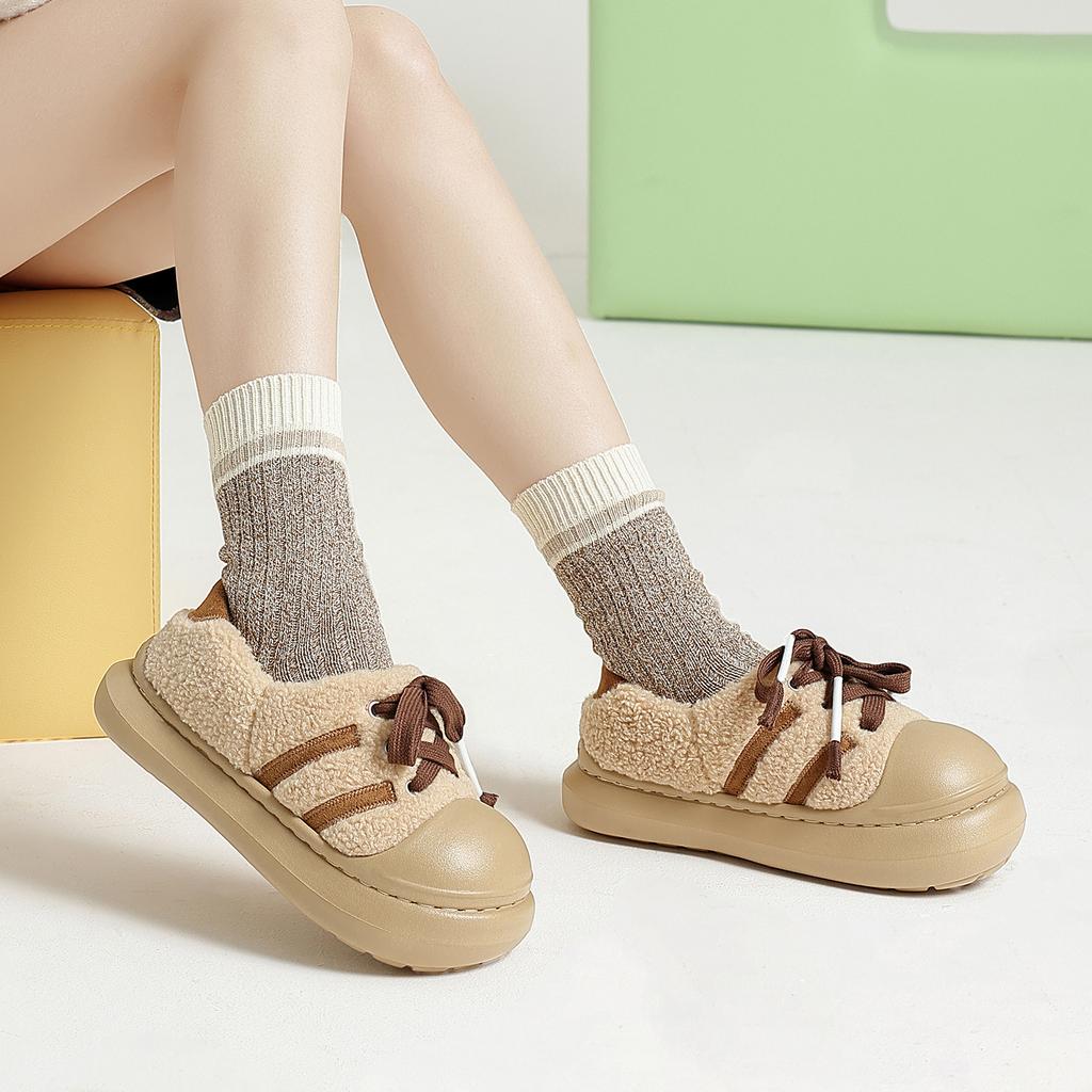 Cotton Shoes New Soft Winter Soft Bottom Thick Bottom Velvet Home Warm Non-slip Bag and Cotton Slippers Outside Wear