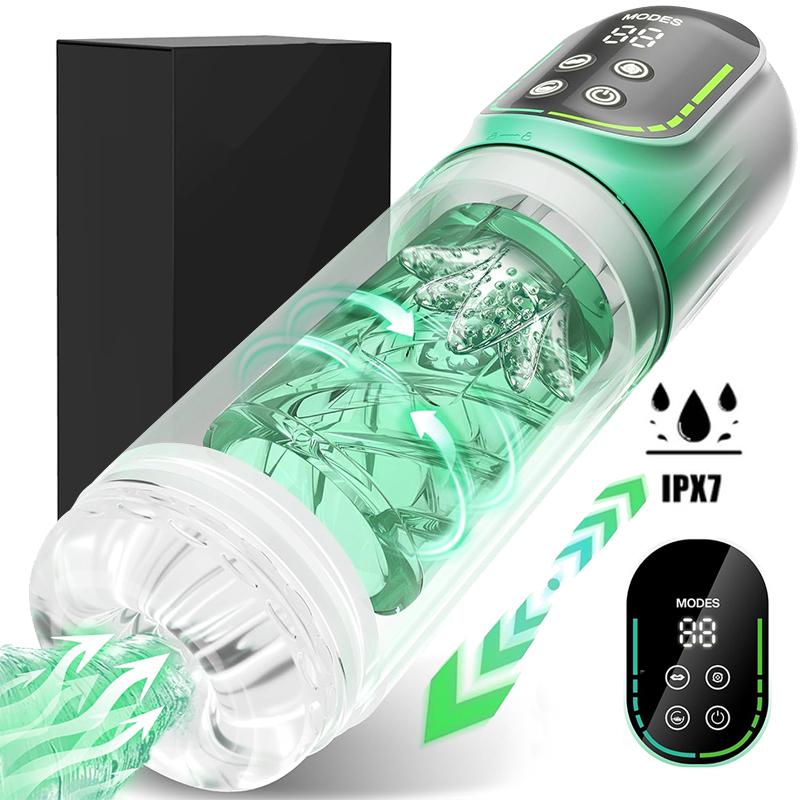 Thrusting Rotation Piston Male Masturbator Automatic Sucking Licking LCD Vacuum Sucking Vibrator Pocket Pussy Adult Sex Toys 18+