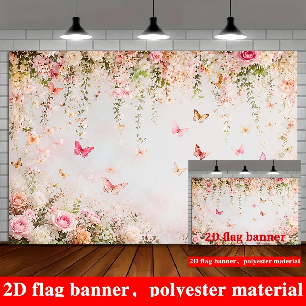 1Pcs Romantic Floral Butterfly Fresh Vines Decoration Background Spring Backdrop Decorations For Photo Studio Photo Booth Party
