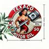 Vintage Texaco Gasoline Metal Sign Round 12 Inch Retro Garage Wall Decor Rustic Aluminum Man Cave Bar Art