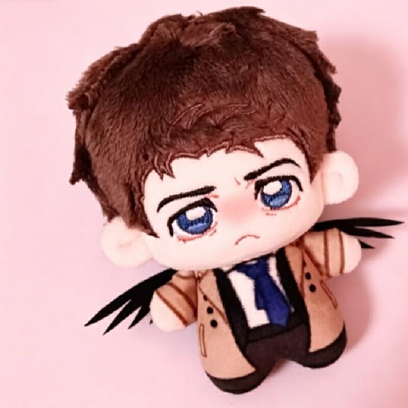 Supernatural Castiel 10cm Cotton Doll Nunu Printed Plush Stuffed Toy Fanart Chibi Angel Keychain Collectible Gift for Fans
