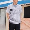 Li-Ning X Disney Pinocchio Collection Cartoon Print Casual Short Sleeve Shirt Men Tops White Sand Gray ASHS431-1