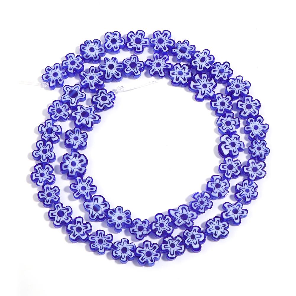 1 Strand Colorful Thousand Flower Lampwork Beads Flat Plum Blossom Loose Beads DIY Handmade Crafts Bracelet Jewelry Accessories