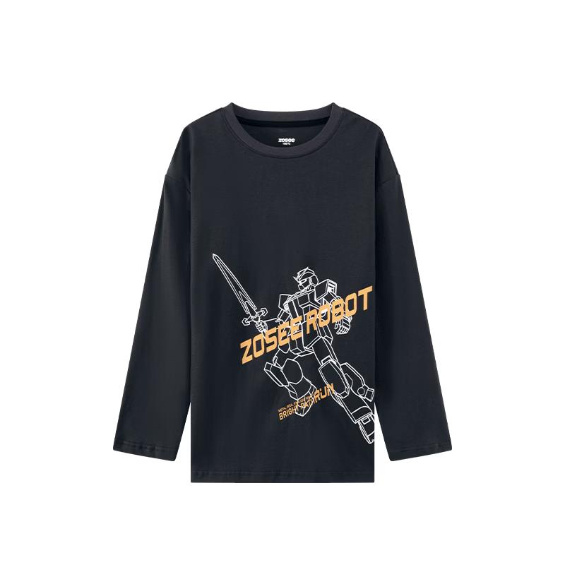 Zuoxi Boys' Pure Cotton Mecha Graphic Long Sleeve Tee