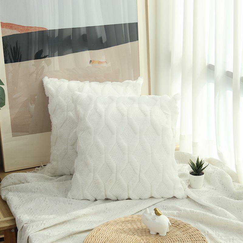 Soft And Fuzzy Geometric Diamond Pillowcase For Home Decor