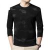 ROMON Mulberry Silk And Wool Long-Sleeve T-Shirt for Men, Spring And Autumn New Style Business Casual Printed Round Neck Sweatshirt for Me