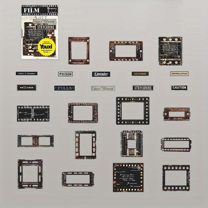 1PC notebook materials 25 pieces into 4 types of film memory series beautiful day stickers retro movie hard card notebook material stickers