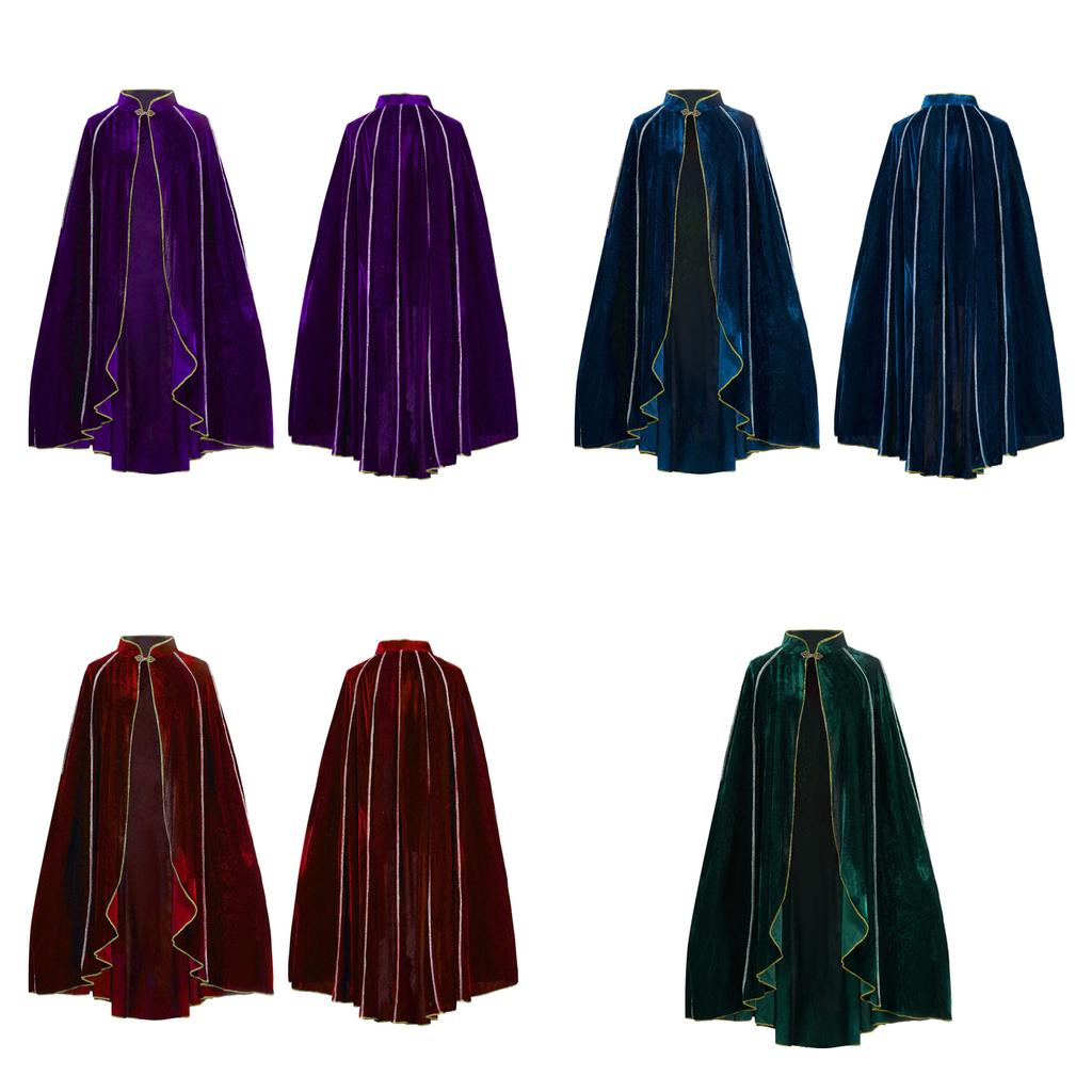 Medieval Plush Cloak With Gold Trim For Cosplay And Anime Role Playing