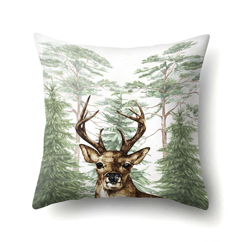 Polyester Pillowcase Automobile Decoration Home Printed Deer Pillowcase Waist Cushion Cover Car Cushion Head Cushion Cover