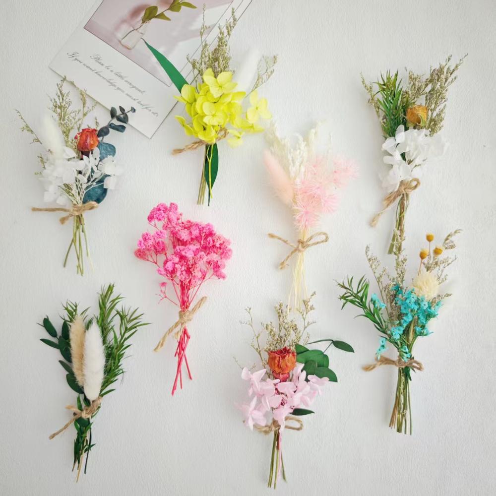 Dried Flower Mini Bouquet Bridal Bridesmaid Wedding Boutonniere Gift Box Decor DIY Material Kit Home Decor