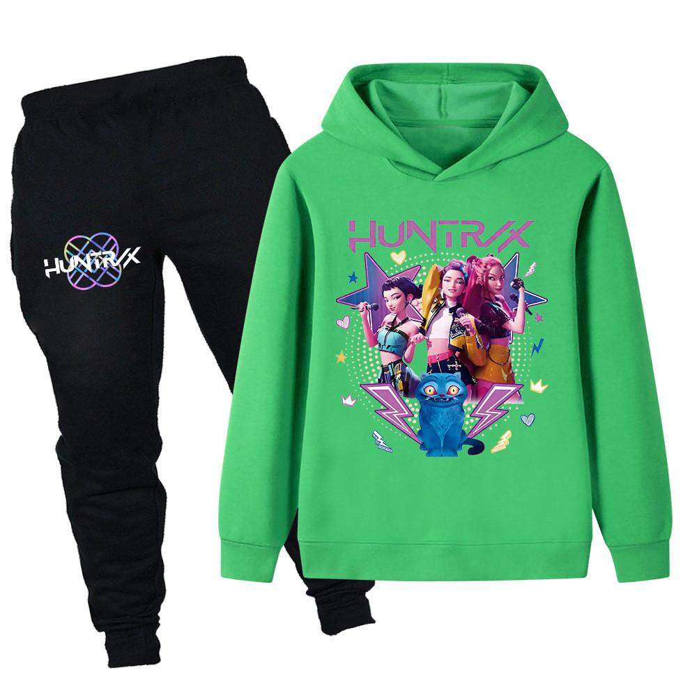PB1216 Kinder Jungen Mädchen Kpop Mira Zoey Rumi Druck Langarm Kapuzenpullover Hose Hosen Kleidersets