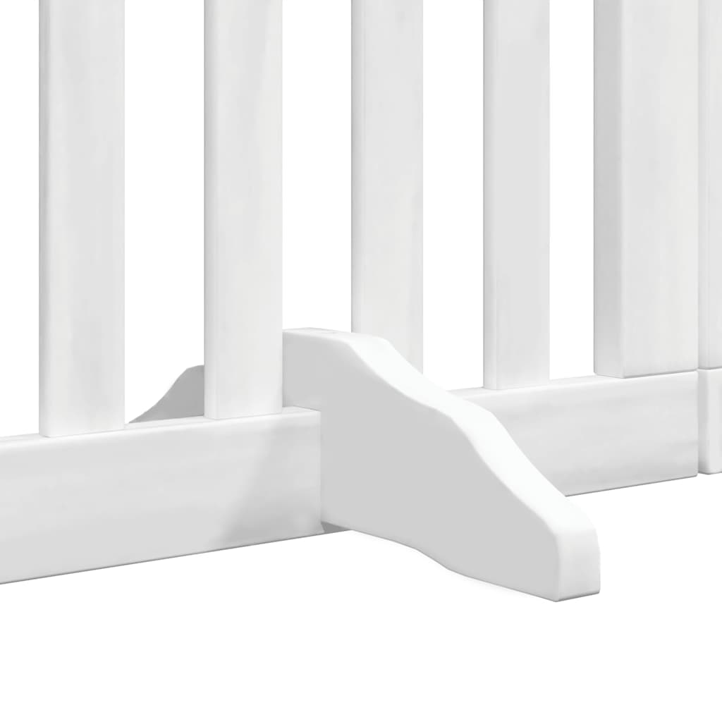 9 Piece Foldable White Dog Gate 450 Cm Poplar Wood