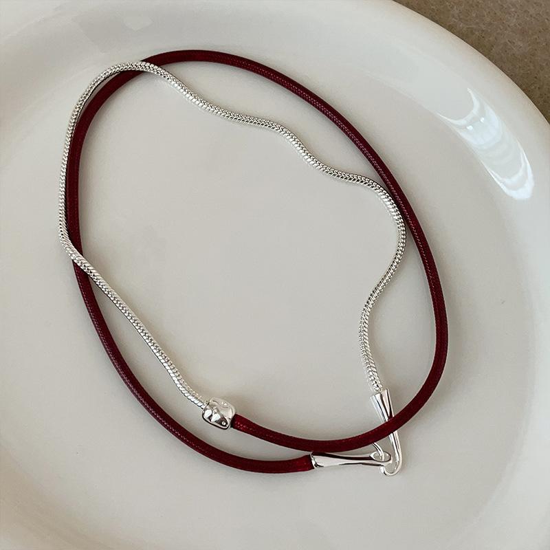 Ankola Red Rope Strap Choker Necklace Women'S Simple Versatile Sweet Cool Babes Fashion Neck Chain Sweater Chain