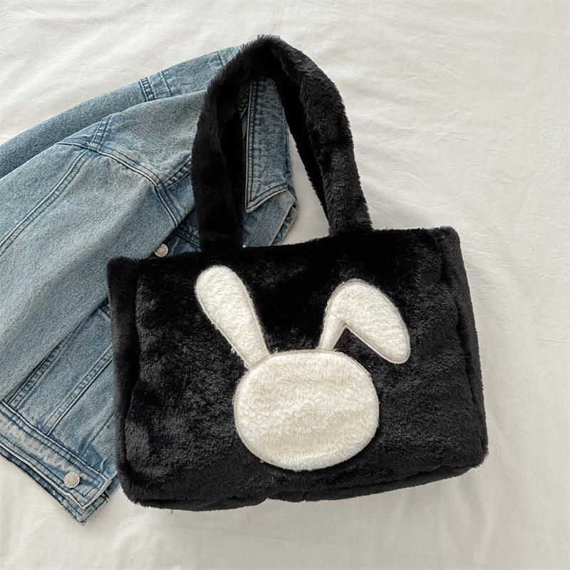 

Милая плюшевая большая вместительная сумка-тоут для женщин, новая модная трендовая сумка через плечо, повседневная простая сумка