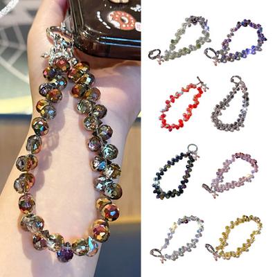 Lanière de téléphone en cristal artificiel Lanière de poignet pour téléphone étincelante Charme bling Lanière avec emplacement pour carte Accessoire de mode Cadeau pour filles Meilleures amies