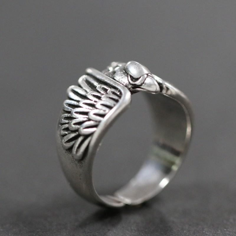 Vintage Eagle Ring Men Adjustable925 Sterling Retro Animal Motif Statement Jewelry