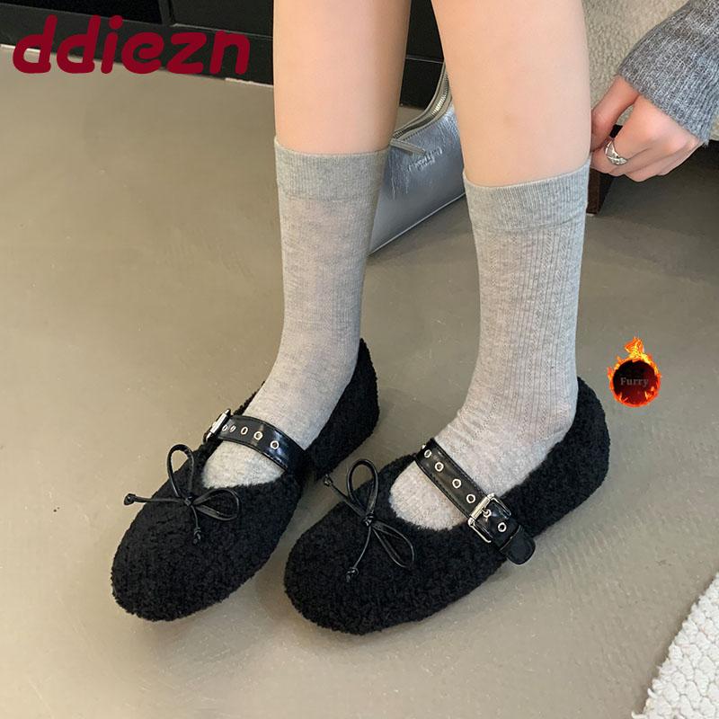 

Мода Мода Теплая Обувь Мелкие Женские Балетки С Мехом Туфли Женские Ремешок с Пряжкой Бабочка Женские Балетки Мэри Джейн Обувь 35 чёрный