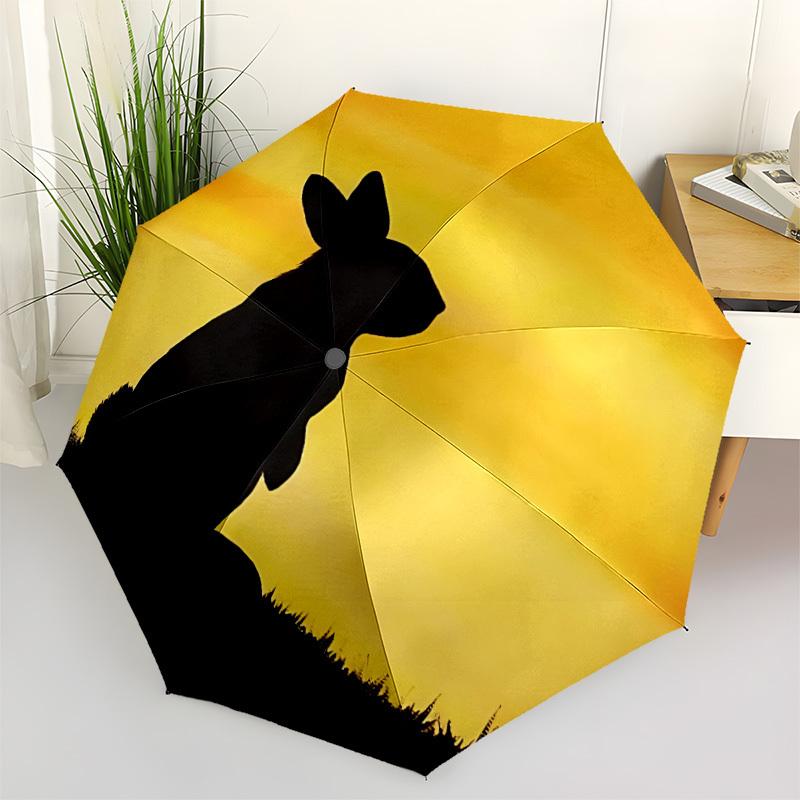 1pc Rabbit Sunset Automatic Folding Umbrella, 8-Rib Durable Iron Frame, Compact Travel Umbrella for Women & Men 100