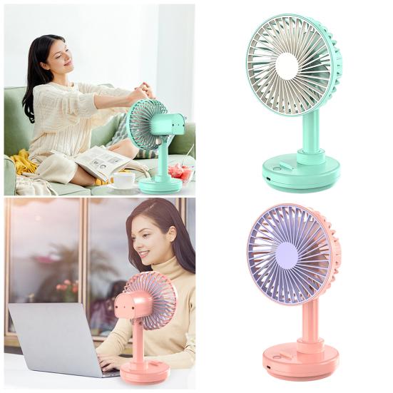Rotating Desk Fan with 3 Speeds USB Charging Portable Cooling Fan for Office Home Wide-Angle Air Circulation Quiet Summer Gadget