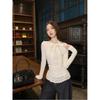 Niche Sexy Bow Long-Sleeve Lace Spliced Slim Fit Autumn Top