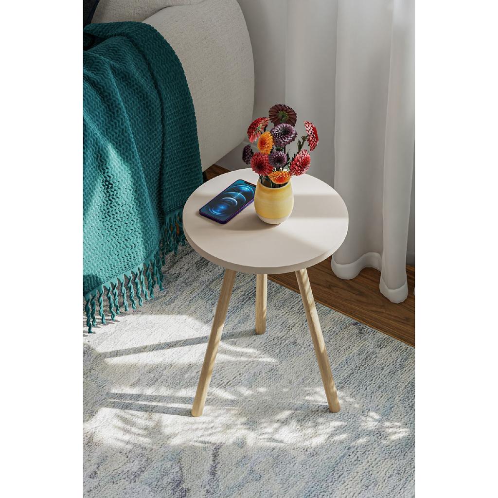 Round Side Coffee Table Single Nesting Coffee Table With Wooden Legs