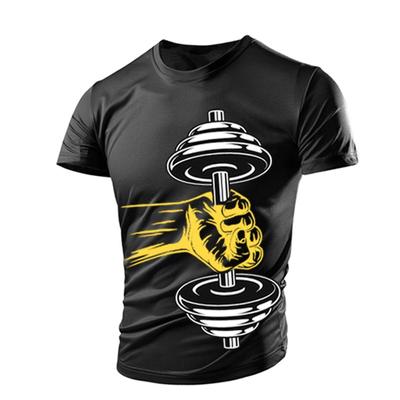 Lato Siłownia Hantle Casual Twardziel Mięśnie Męskie T-Shirt Druk 3D Oddychający Lekki Sport Szybkie wysychanie Krótkie rękawy