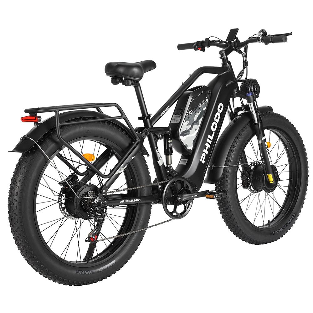Philodo Jumbo Elektrické kolo 1500Wx2 Špičkový motor 26" Silné pneumatiky Celoodpružené Elektrické kolo Pro dospělé 48V 46AH LCD displej Maximální nosnost 150 kg