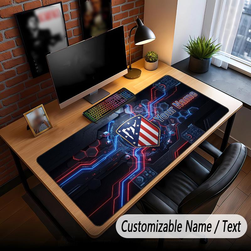 Large Mouse Pad Atletico Madrid FC Print Custom Name Text Desk Mat for Office Gaming