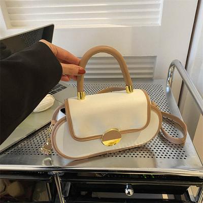 New Contrasting Color Handbag Women's Bag 2025 New Fashion Retro Saddle Bag Versatile Casual Shoulder Messenger Bag Bag