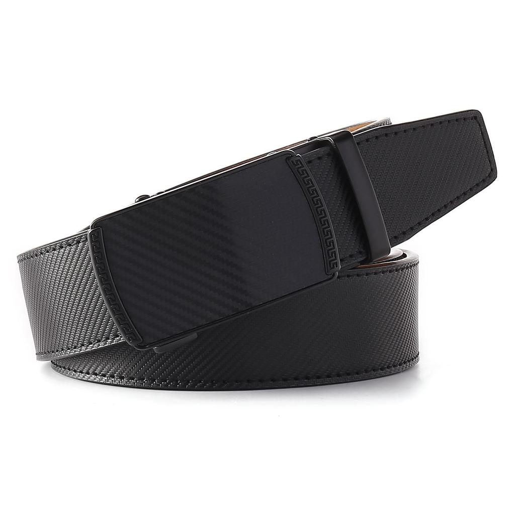 Men's Two-Layer Cowhide Leather Belt with Automatic Buckle - Versatile Business Style