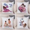 Beautiful Super Mother and Baby Pillow Case  Decor Cartoon Women Cushion Cover for Sofa Home Short Plush Pillowcase 45x45cm