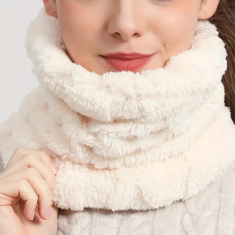 Faux fur plush faux fur scarf solid color soft neck leggings cute solid color cold resistant neck protection ski mask women daily use winter outdoor